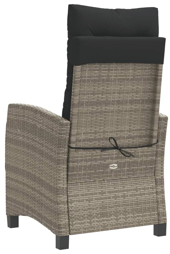 vidaXL Καρέκλες Κήπου Ανακλ/νες 2 τεμ. Γκρι Συνθ. Ρατάν + Μαξιλάρια