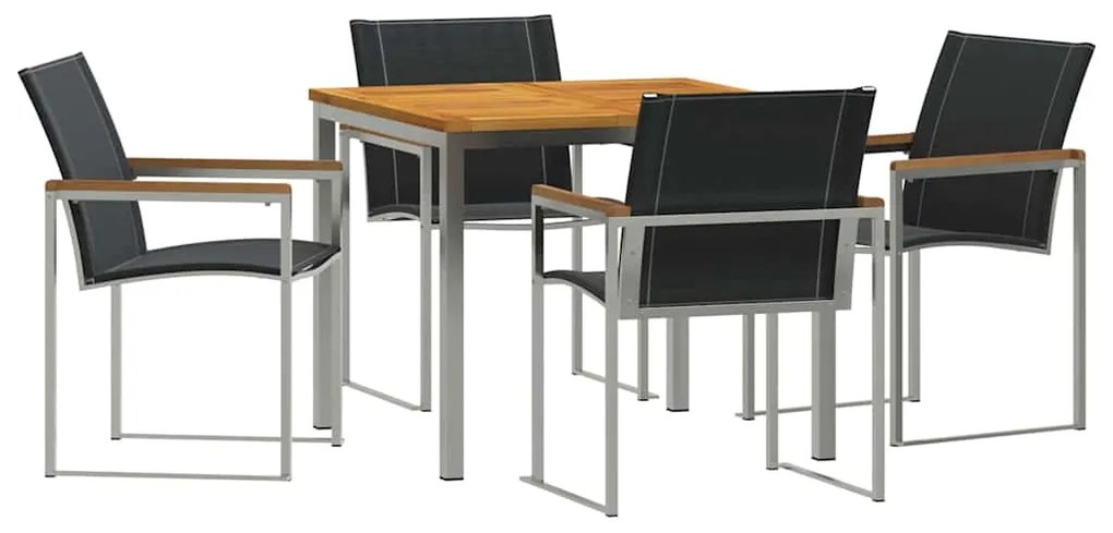 vidaXL Σέτ φαγητού για κήπο 5 pcs Καφέ Στερεό Ξύλο Ακακίας