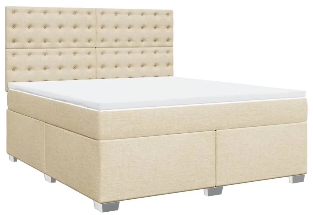 vidaXL Κρεβάτι Boxspring με Στρώμα Κρεμ 180x200 εκ. Υφασμάτινο