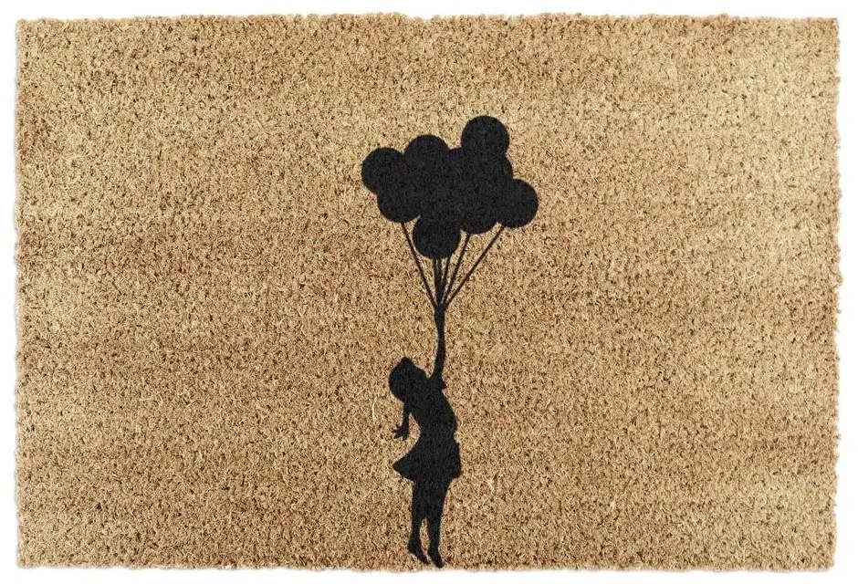 Πατάκι Εισόδου Flying Ballon Girl -AMIMG-FLYAWAY 60x40cm Natural-Black Artsy Mats 60X40
