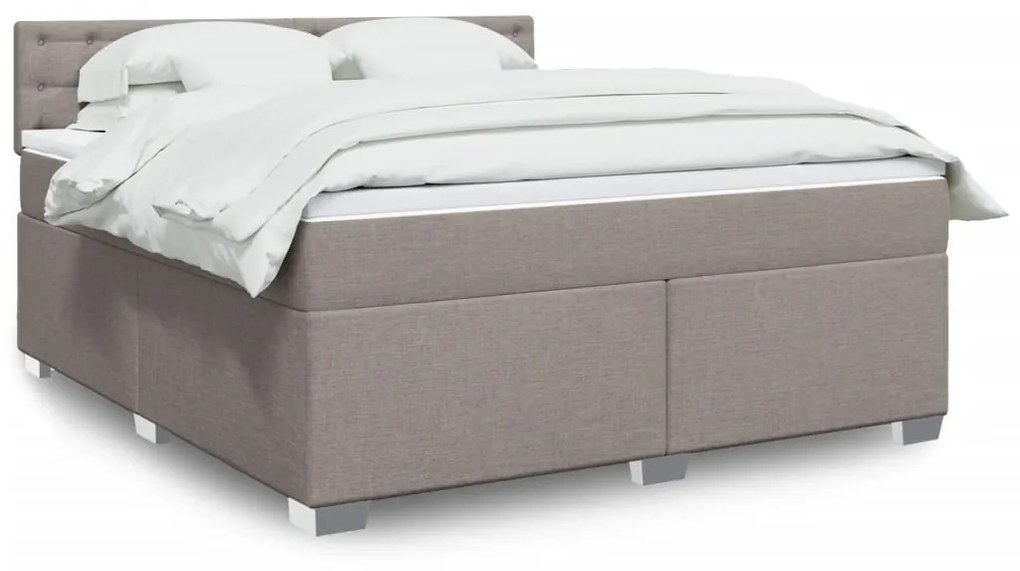 vidaXL Κρεβάτι Boxspring με Στρώμα Taupe 180x200 εκ. Υφασμάτινο