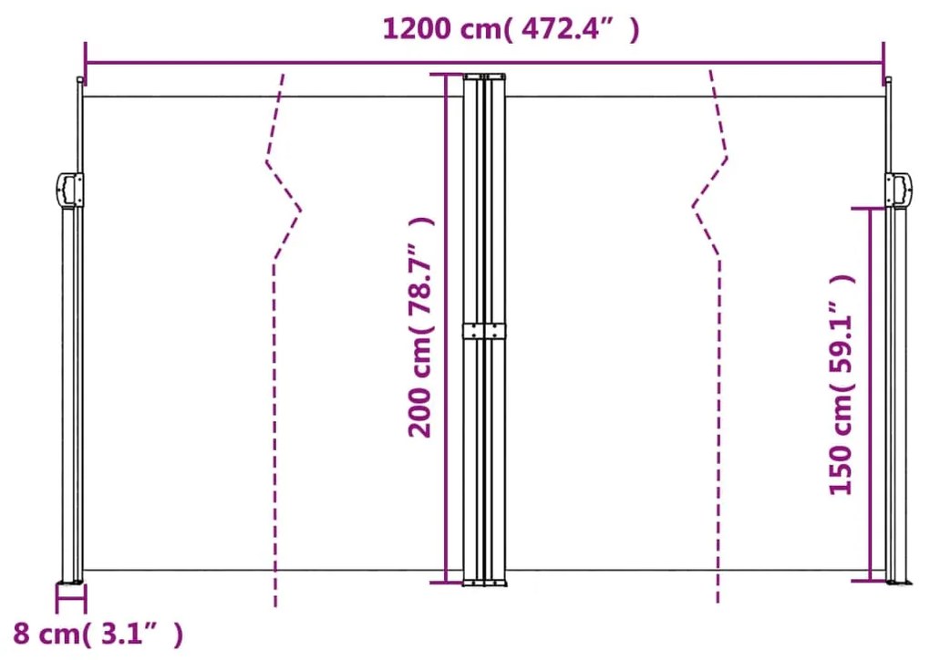 Σκίαστρο Πλαϊνό Συρόμενο Κόκκινο 200 x 1200 εκ. - Κόκκινο