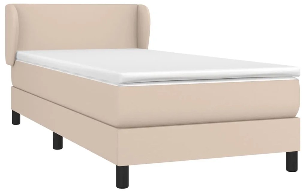 vidaXL Κρεβάτι Boxspring με Στρώμα Καπουτσίνο 100x200εκ.από Συνθ.Δέρμα