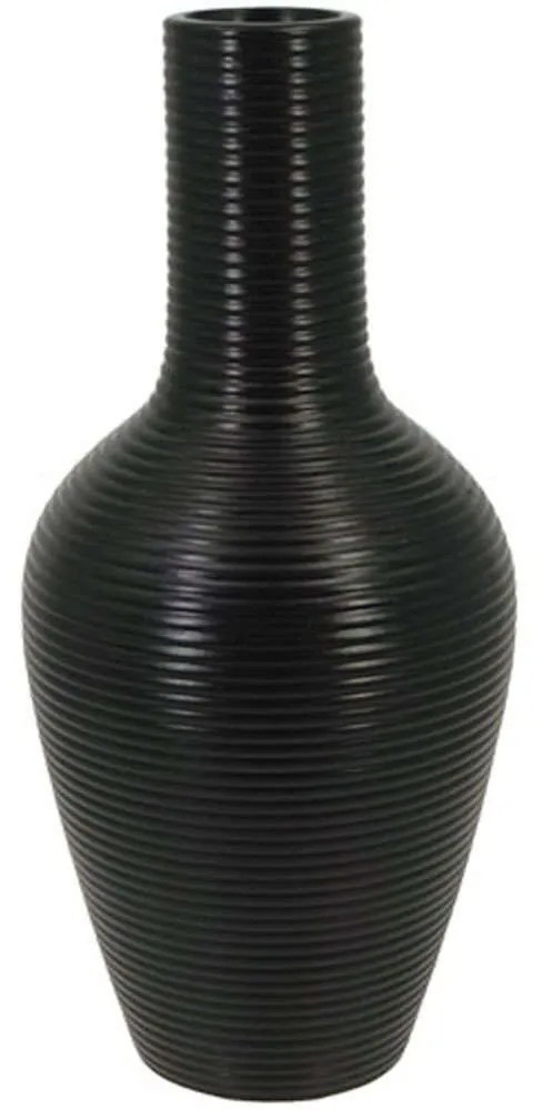 Βάζο - Μπουκάλι Γραμμωτό 15-00-22511-35 Φ14x31cm Black Marhome Ceramic