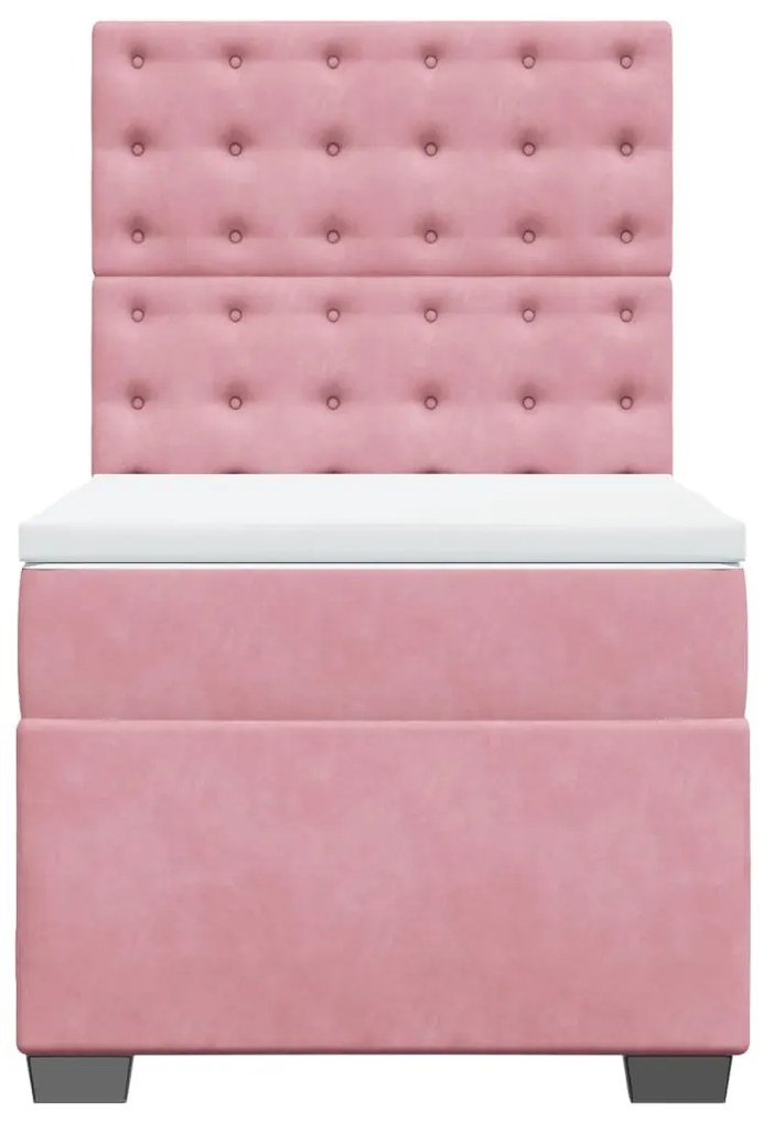 vidaXL Κρεβάτι Boxspring με Στρώμα Ροζ 100x200 εκ. Βελούδινο