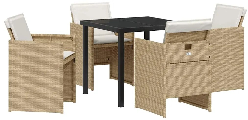 vidaXL Σέτ φαγητού για κήπο 5 pcs Μπεζ συνθετικό ρατάν