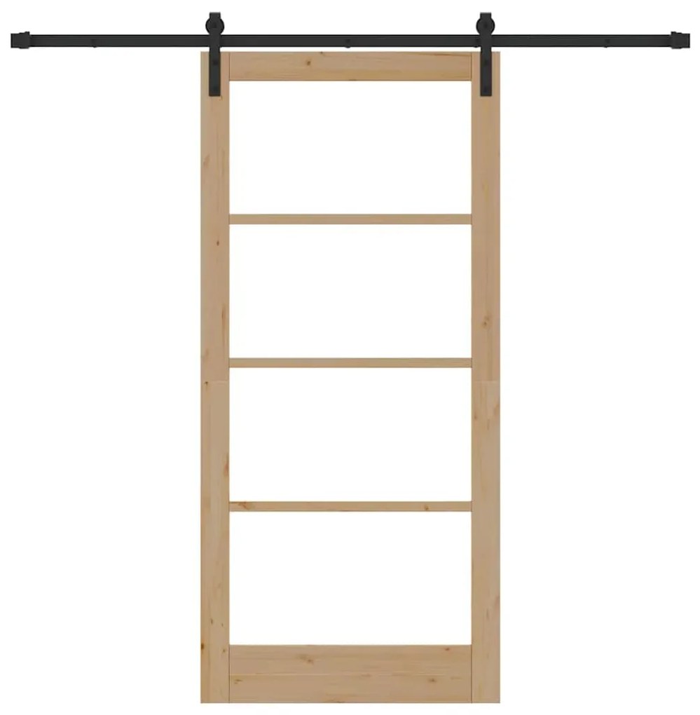 vidaXL Συρόμενη Πόρτα Χειροκίνητος Καφέ 93 x 202 cm Ξύλο και μέταλλο