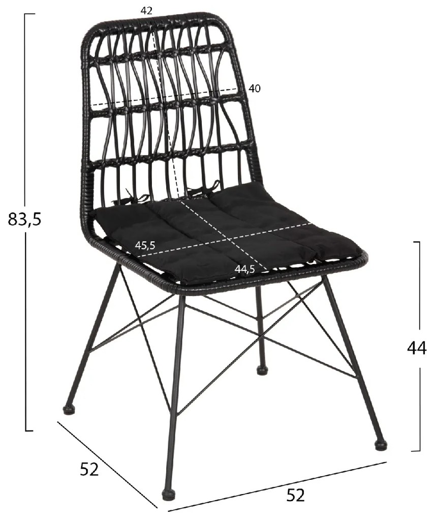 ΚΑΡΕΚΛΑ ΕΞ.ΧΩΡΟΥ ALLEGRA HM5453.12 ΜΕΤΑΛΛΟ-ΜΑΞΙΛΑΡΙ-WICKER ΜΑΥΡΟ 52x52x83,5Yεκ.