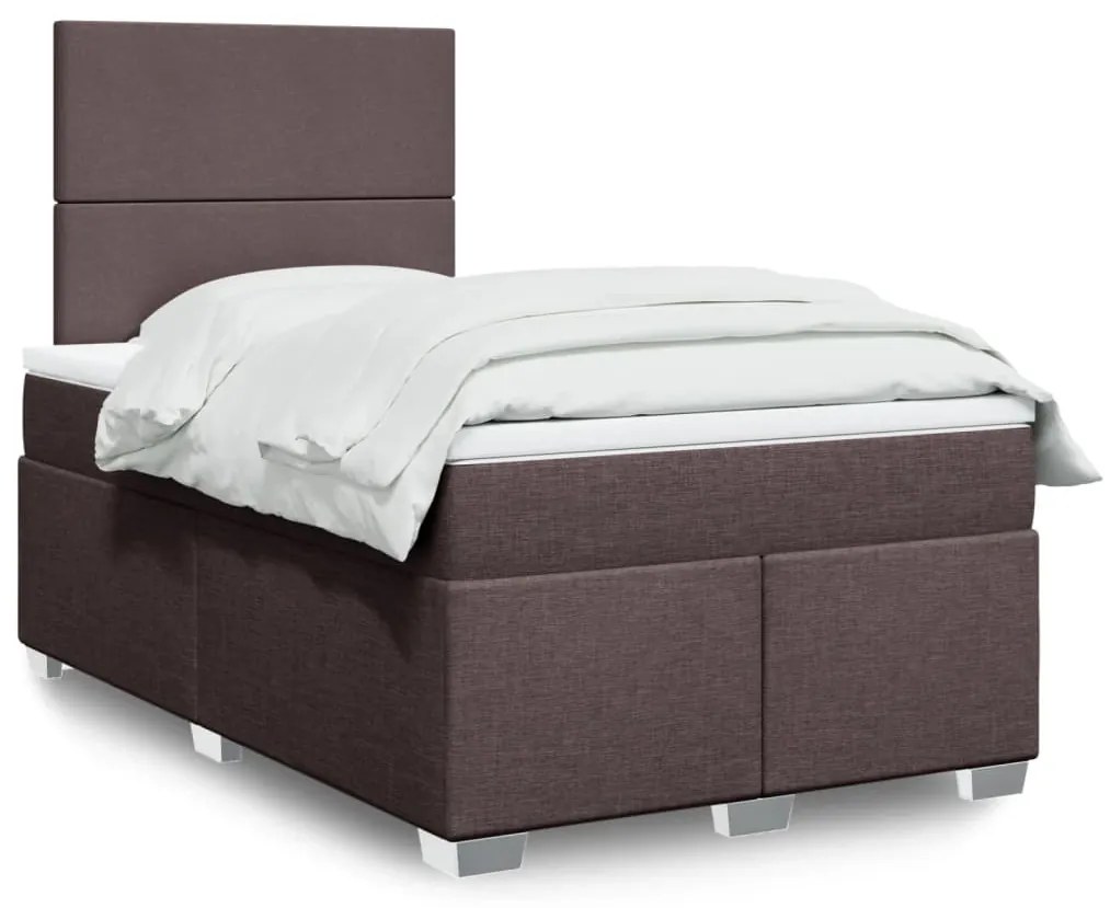 vidaXL Κρεβάτι Boxspring με Στρώμα Σκούρο Καφέ 120x190 εκ Υφασμάτινο