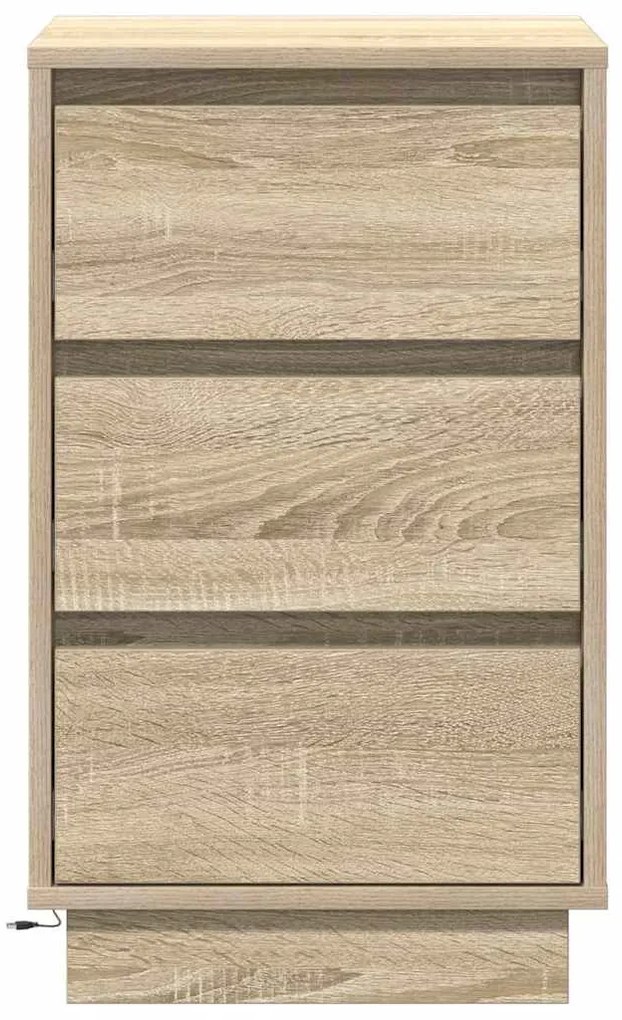 vidaXL Κομοδίνο με LED Καρυδιά Σονόμα 39x34,5x65 εκ. Επεξεργασμένο Ξύλο