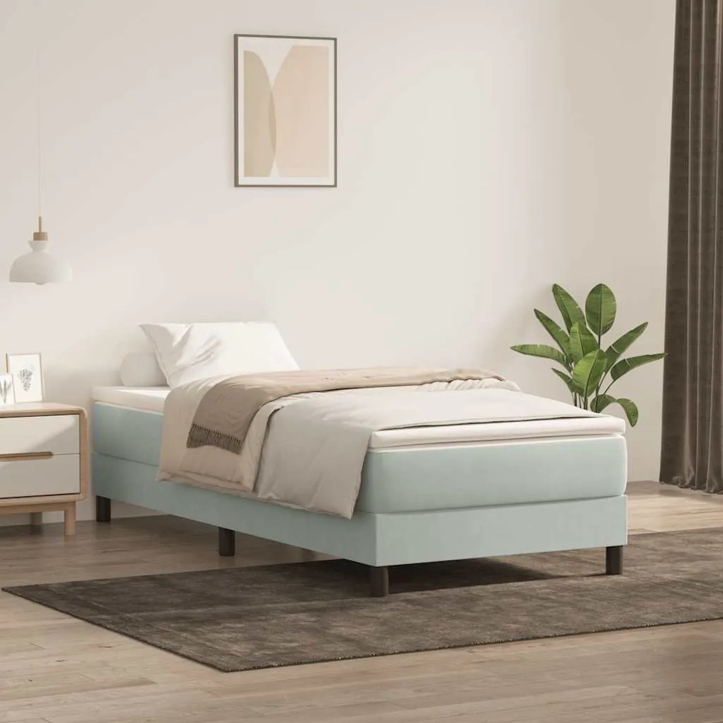 BOX SPRING ΚΡΕΒΑΤΙ ΧΩΡΙΣ ΣΤΡΩΜΑ ΑΝΟΙΧΤΟ ΓΚΡΙ ΒΕΛΟΥΔΙΝΟ 3315801