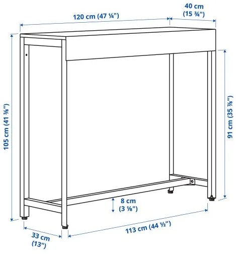 BATSKAR τραπέζι μπαρ/εξωτερικού χώρου, 120x40 cm 305.533.96