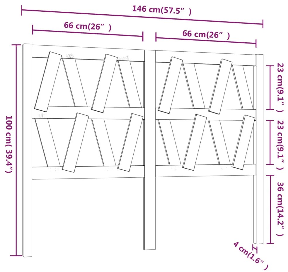 vidaXL Κεφαλάρι Κρεβατιού Γκρι 146 x 4 x 100 εκ. από Μασίφ Ξύλο Πεύκου