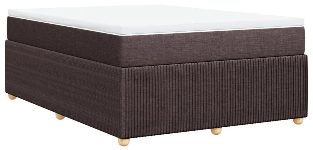 vidaXL Κρεβάτι Boxspring με Στρώμα Σκούρο Καφέ 140x190 εκ. Υφασμάτινο