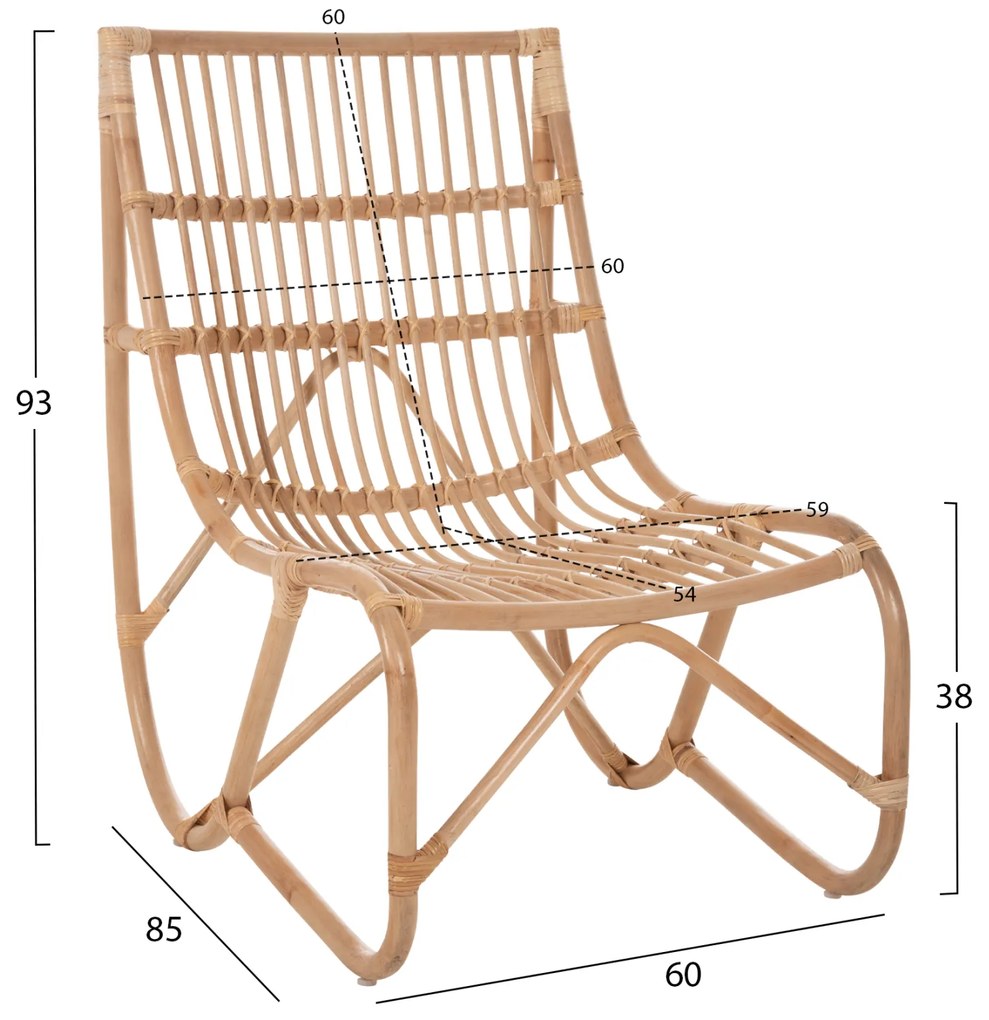 ΠΟΛΥΘΡΟΝΑ GRINN HM9815.01 ΡΑΒΔΟΙ RATTAN ΣΕ ΦΥΣΙΚΟ 60x85x93Yεκ. - 0610422 - HM9815.01