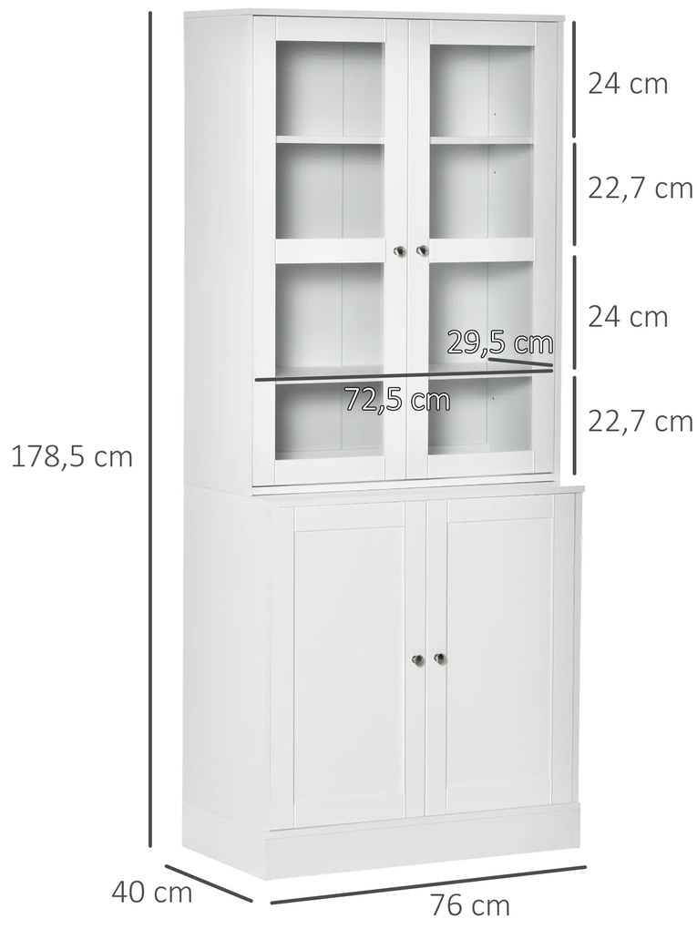 HOMCOM Ράφι Τοίχου Βιβλιοθήκη, 2 Ράφια, 76 cm x 40 cm x 178,5 cm, Λευκό