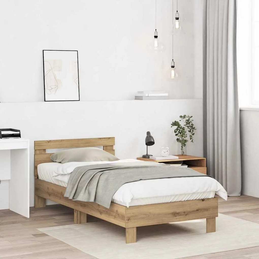 vidaXL Πλαίσιο Κρεβατιού artisan δρυς 90 x 190 cm Επεξεργασμένο ξύλο