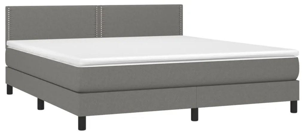 Κρεβάτι Boxspring με Στρώμα &amp; LED Σκ.Γκρι 160x200 εκ Υφασμάτινο - Γκρι