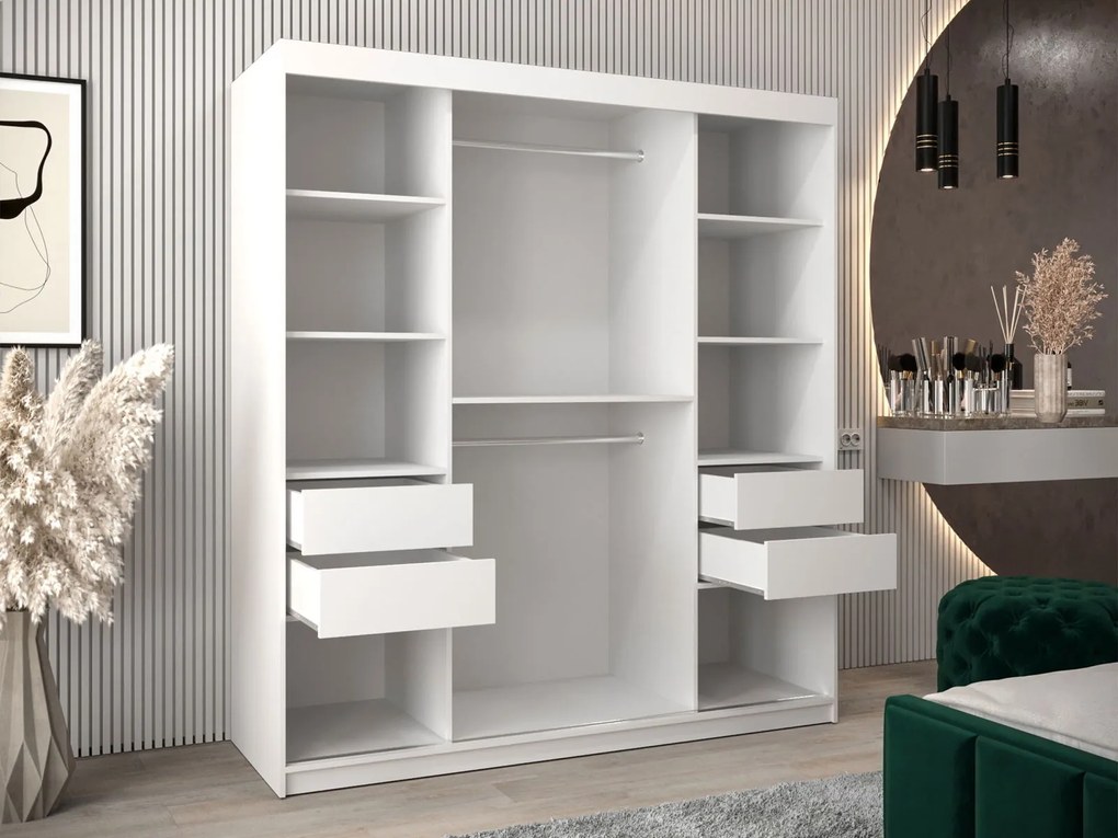 Ντουλάπα Flutes II 180 Συρόμενη-Λευκό