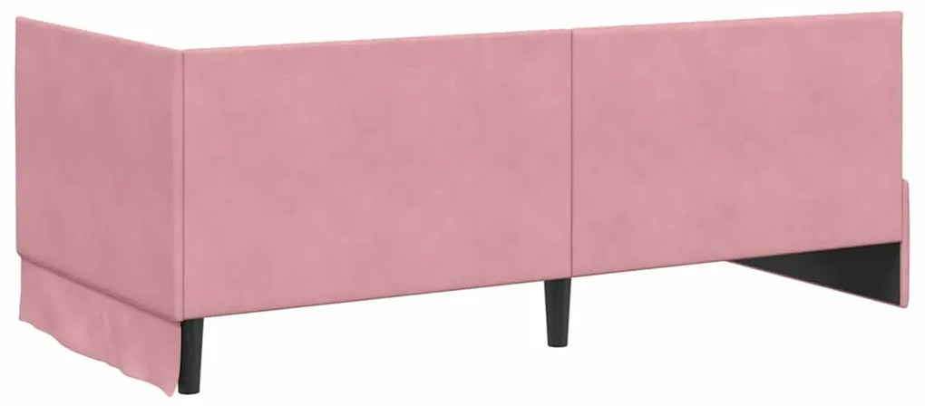 vidaXL Κρεβάτι Γωνίας με κεφαλάρι Ροζ 90 x 200 cm Βελούδο