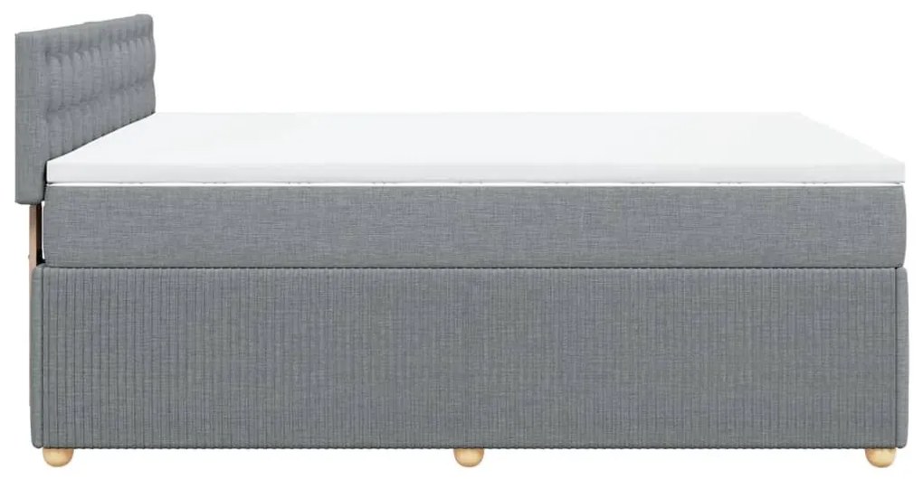 Κρεβάτι Boxspring με Στρώμα Ανοιχτό Γκρι 140x190 εκ. Υφασμάτινο - Γκρι