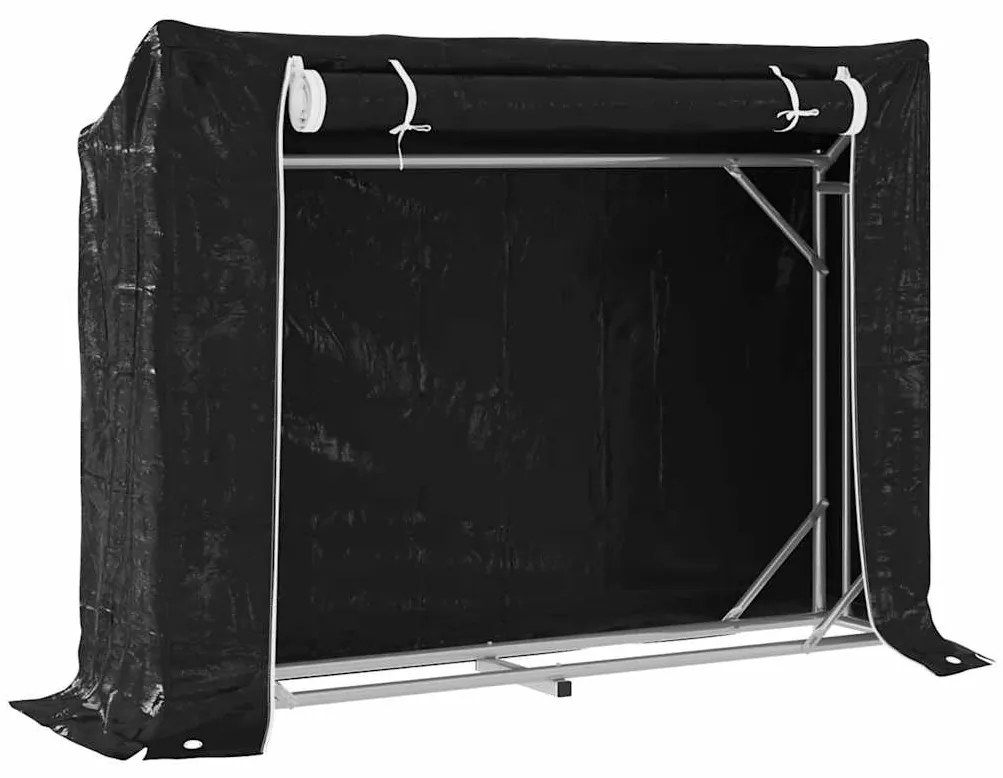 vidaxL Ράφι για καυσόξυλα με κάλυμμα βροχής 151x40,5x110,5 εκ.