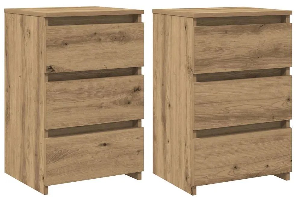 vidaXL Κομοδίνα 2 τεμ.Αρτισιανή Δρυς 40x35x62,5 εκ. Επεξ. Ξύλο
