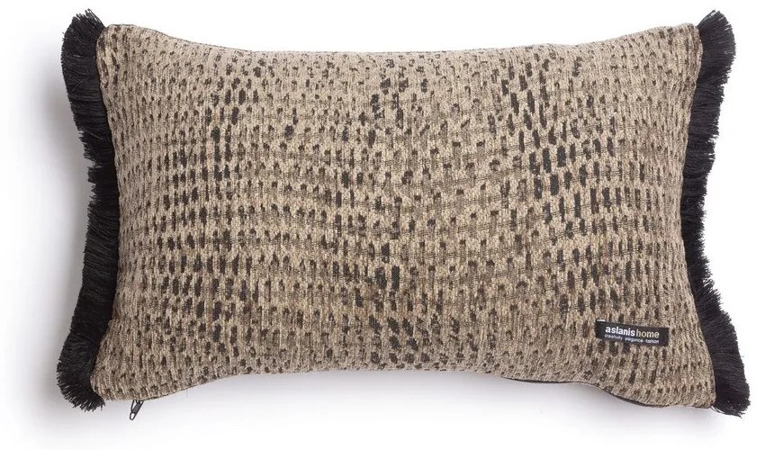 Μαξιλαροθήκη Διακοσμητική Ismaros Trimming Beige-Black Aslanis Home 30X50 Cotton,Chenille