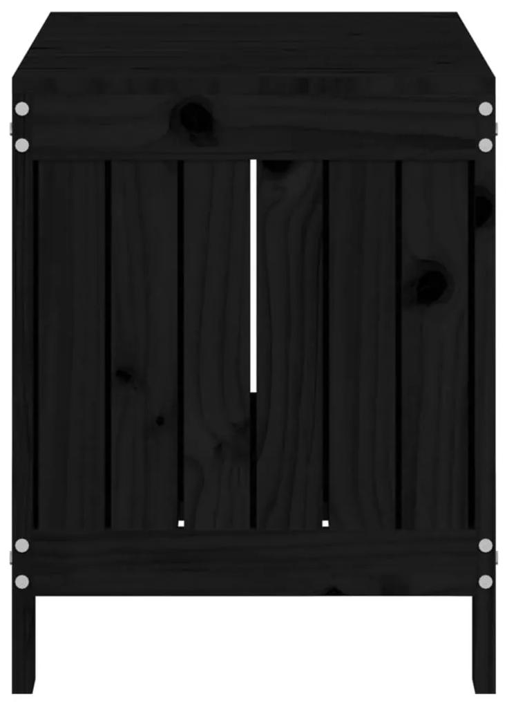Κουτί Αποθήκευσης Κήπου Μαύρο 76x42,5x54 εκ. Μασίφ Ξύλο Πεύκου - Μαύρο