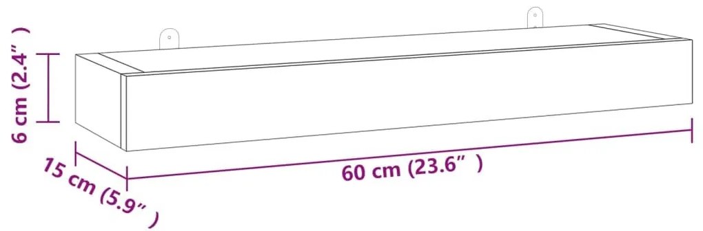 Ράφια Τοίχου 2 τεμ. 60 x 15 x 4 εκ. από Μασίφ Ξύλο Teak - Καφέ