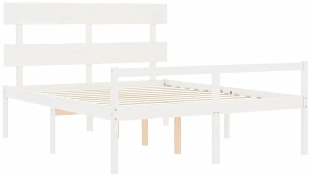 vidaXL Κρεβάτι Ηλικιωμένου με Κεφαλάρι 160 x 200 εκ. Λευκό Μασίφ Ξύλο