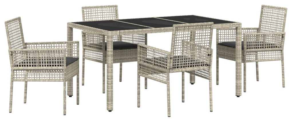 vidaXL Σέτ φαγητού για κήπο 5 pcs Ανοιχτό γκρι 150 x 90 x 75 cm