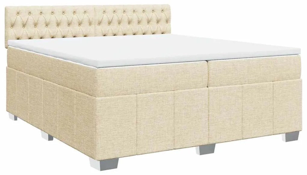 vidaXL Κρεβάτι Boxspring με Στρώμα Κρεμ 200x200 εκ. Υφασμάτινο