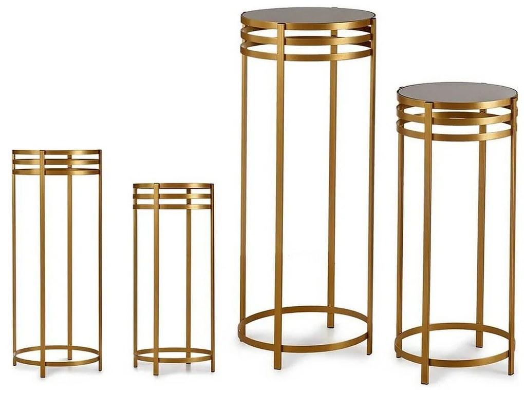 Σετ με 2 τραπέζια Gift Decor Μαύρο Χρυσό Μέταλλο Κρυστάλλινο 42,5 x 105 x 42,5 cm