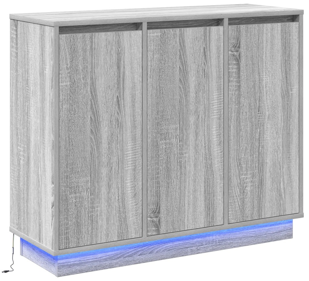 vidaXL Σουσί με LED Γκρι Σονομά 90x32x75 εκ Επεξεργασμένο Ξύλο