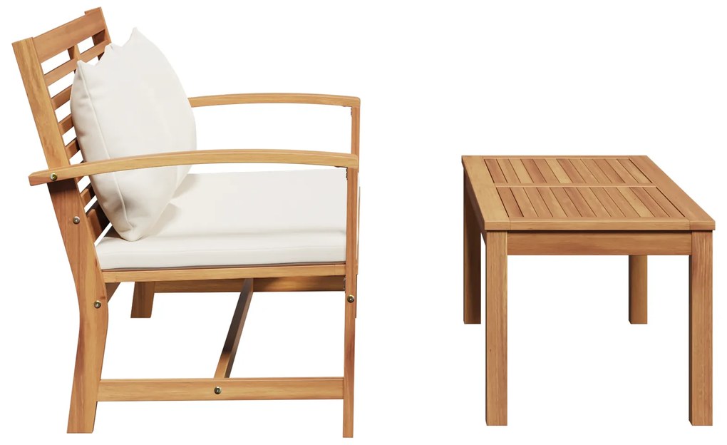 vidaXL Σετ Καναπέ Κήπου 2 pcs Καστανό Μασίφ ξύλο teak