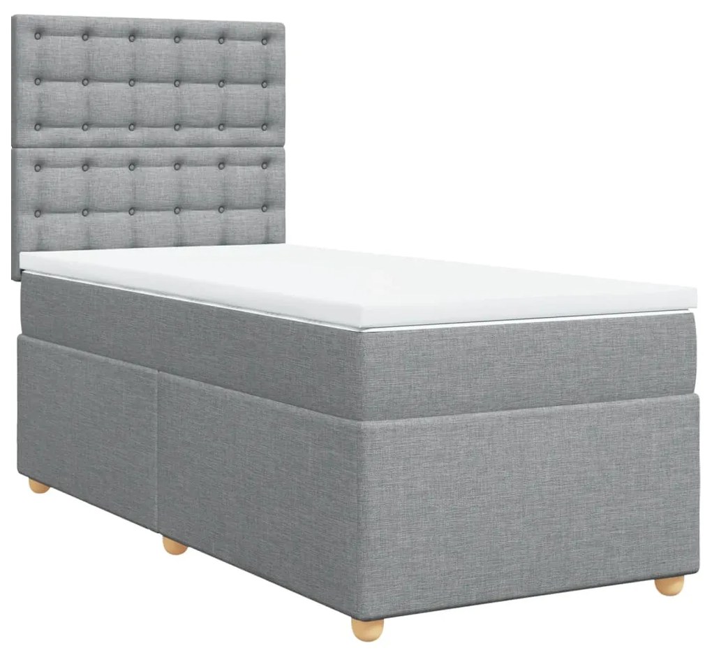 ΚΡΕΒΑΤΙ BOXSPRING ΜΕ ΣΤΡΩΜΑ ΑΝΟΙΧΤΟ ΓΚΡΙ 90X190 ΕΚ. ΥΦΑΣΜΑΤΙΝΟ 3291149