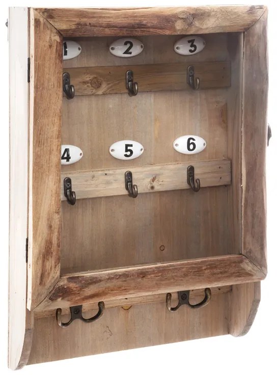 Κλειδοθήκη τοίχου Keledy pakoworld ξύλο ελάτου σε φυσική απόχρωση 26.4x8x38εκ