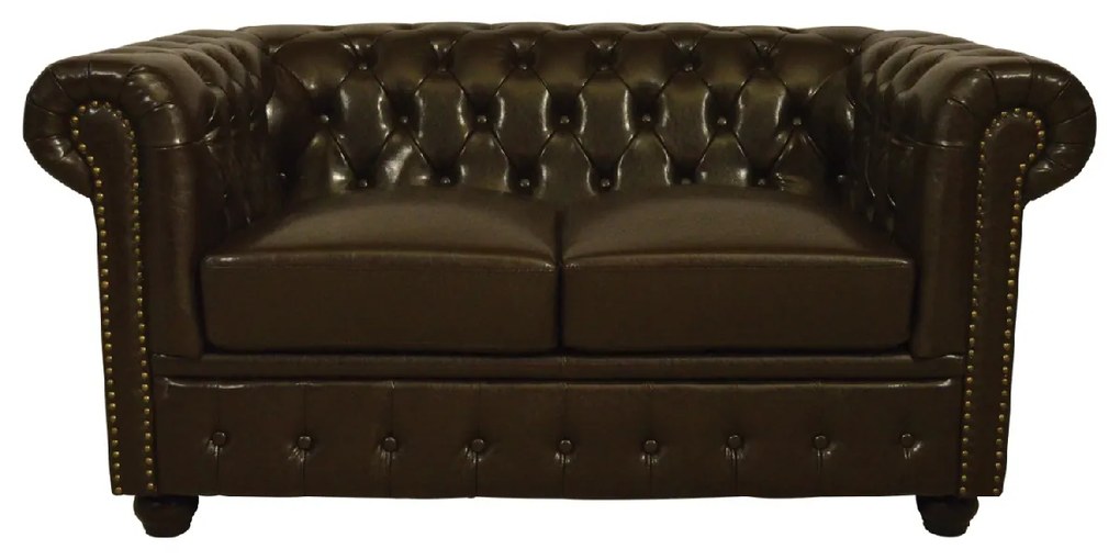 ΚΑΝΑΠΕΣ 2ΘΕΣΙΟΣ T.CHESTERFIELD HM3010.01 ΤΕΧΝΟΔΕΡΜΑ ΣΚΟΥΡΟ ΚΑΦΕ 155x90x73 εκ.