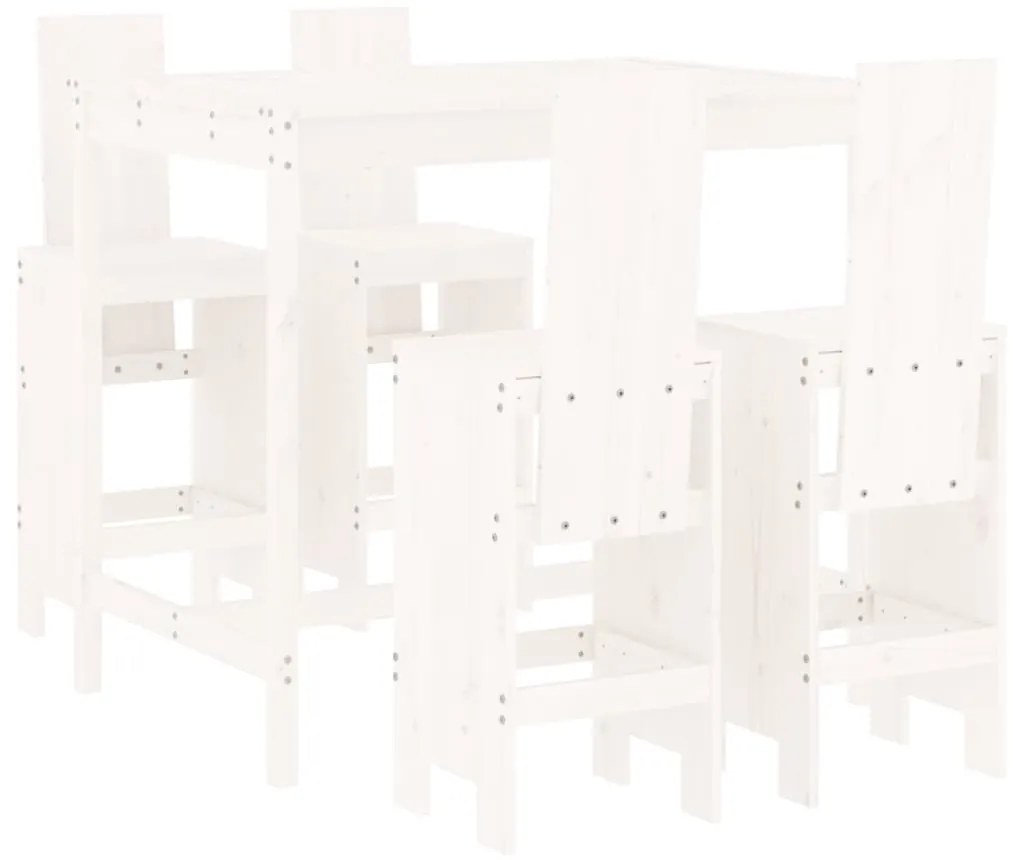 vidaXL Σετ Επίπλων Μπαρ Κήπου 5 Τεμαχίων Λευκά από Μασίφ Ξύλο Πεύκου