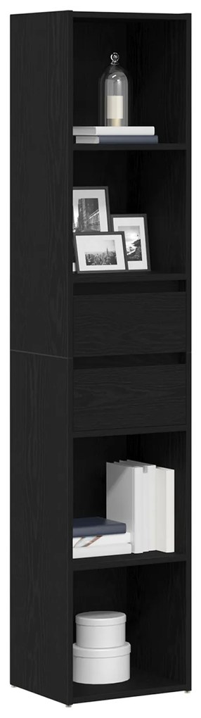 vidaXL Βιβλιοθήκη Μονάδα Μαύρο Δρυς 36x30x171 εκ Επεξεργασμένο ξύλο