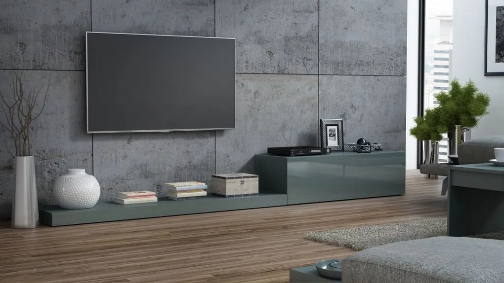 LIFE TV Stand grey/grey gloss DIOMMI CAMA-LIFE-RTV-SZARY/SZARY