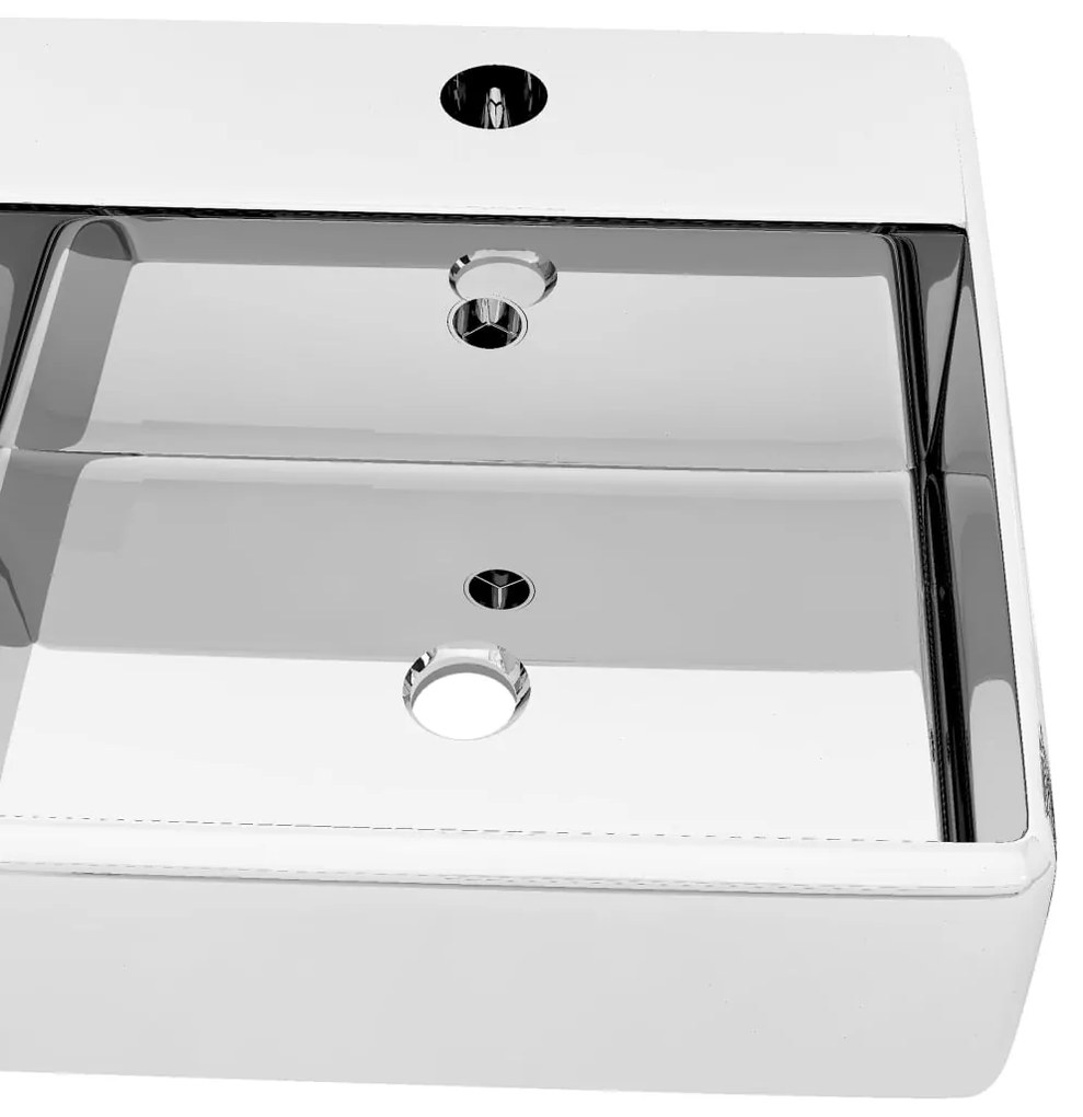 vidaXL Νιπτήρας με Οπή Υπερχείλισης Ασημί 41 x 41 x 15 εκ. Κεραμικός