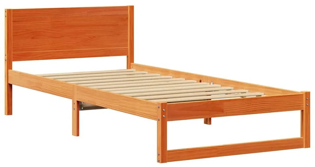 vidaXL Σκελετός Κρεβατιού Καφέ 90 x 190 cm Μασίφ ξύλο πεύκου
