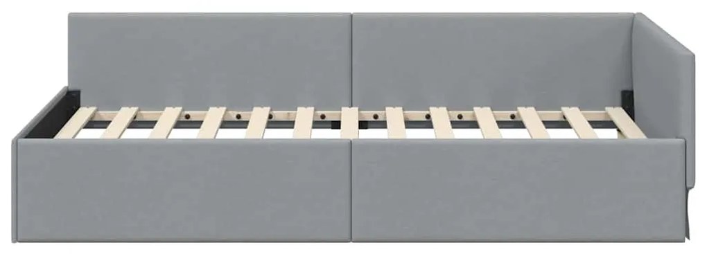 vidaXL Κρεβάτι Γωνίας Ανοιχτό γκρι 90 x 200 cm Ύφασμα και Έργο ξύλου