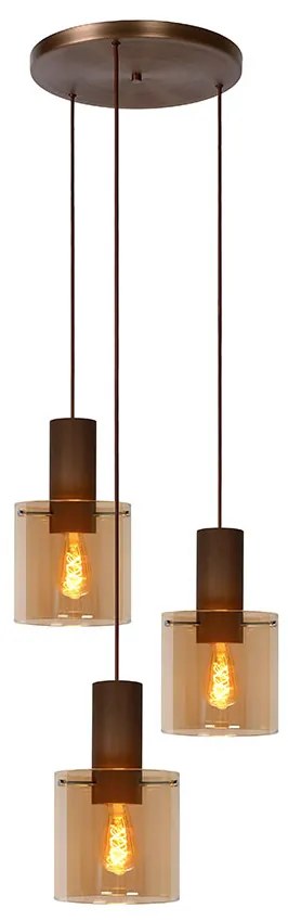 Φωτιστικό Κρεμαστό Lucide 74405-13-62 TOLEDO Μελί (Amber)|Χαλκός Ματ Χρώμα (Copper Coloured)