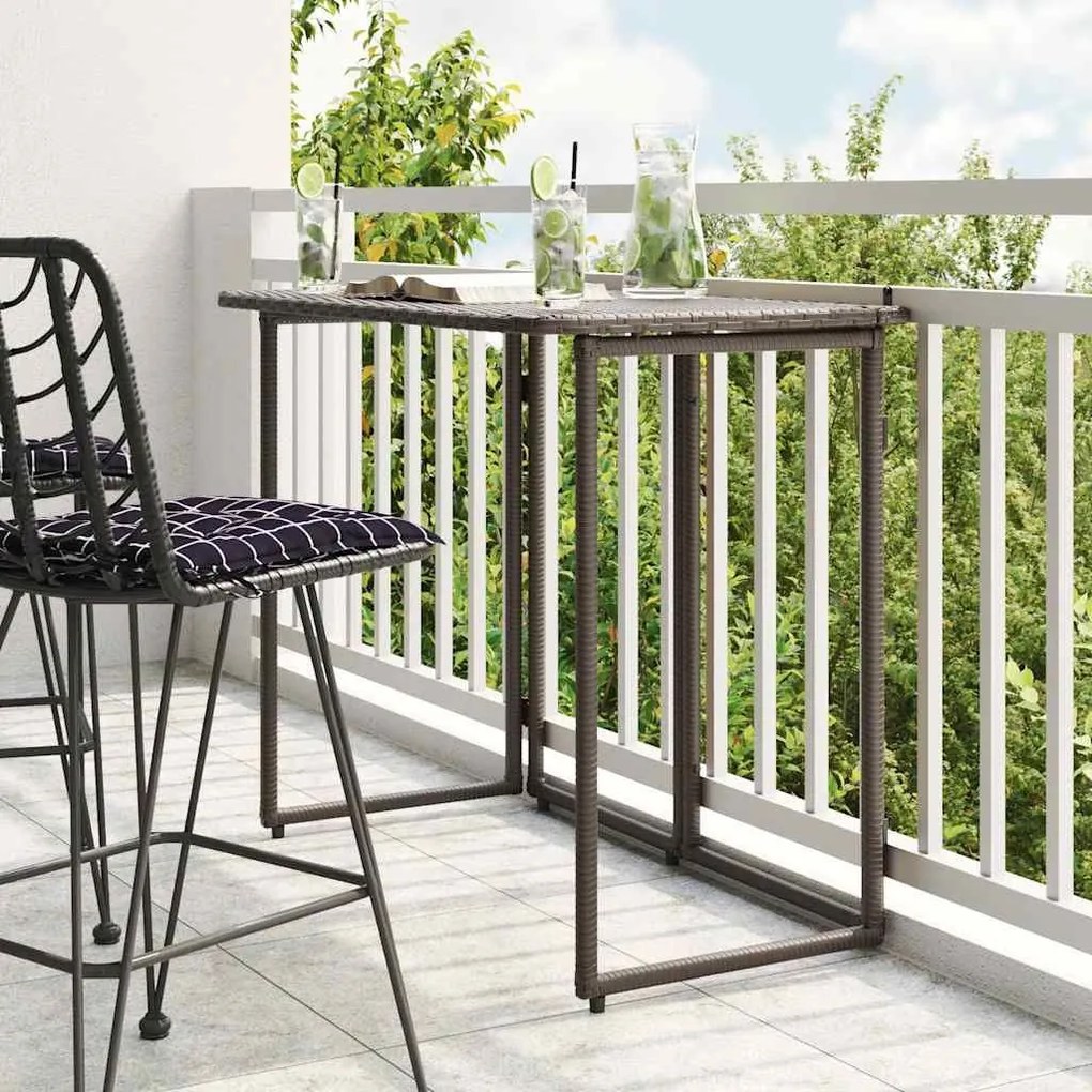 Πτυσσόμενο τραπέζι κήπου καφέ 90x51x75 cm Poly Rattan - Καφέ