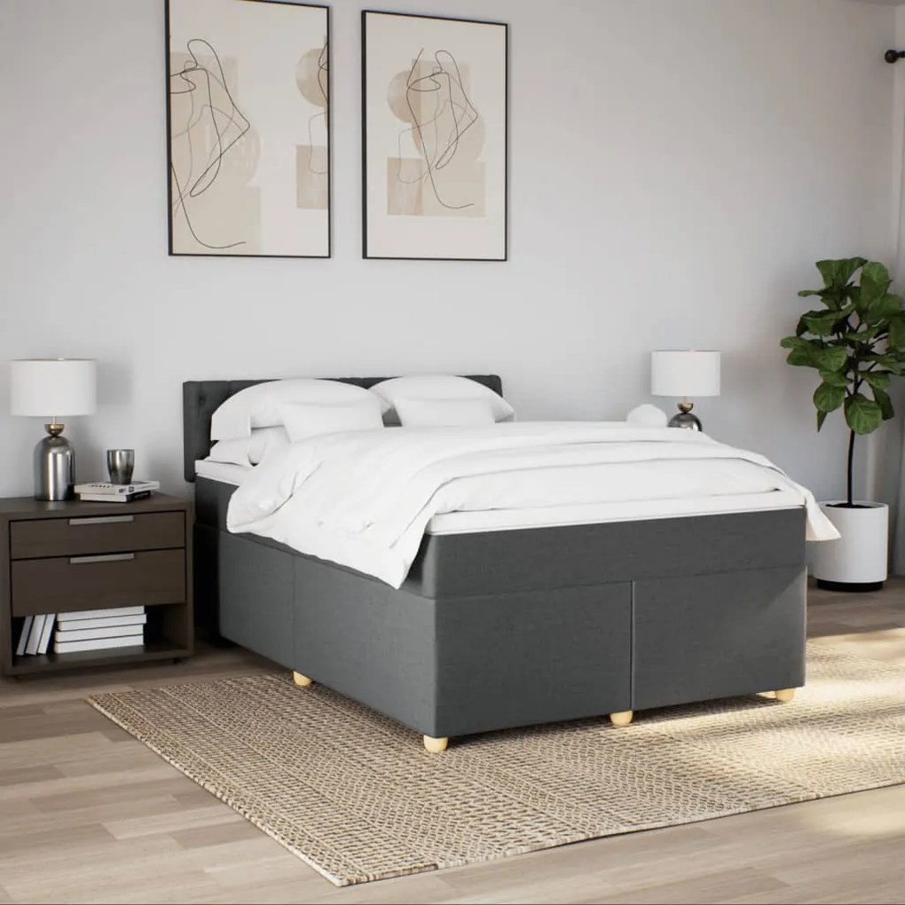 ΚΡΕΒΑΤΙ BOXSPRING ΜΕ ΣΤΡΩΜΑ ΣΚΟΥΡΟ ΓΚΡΙ 140X190 ΕΚ. ΥΦΑΣΜΑΤΙΝΟ 3286683