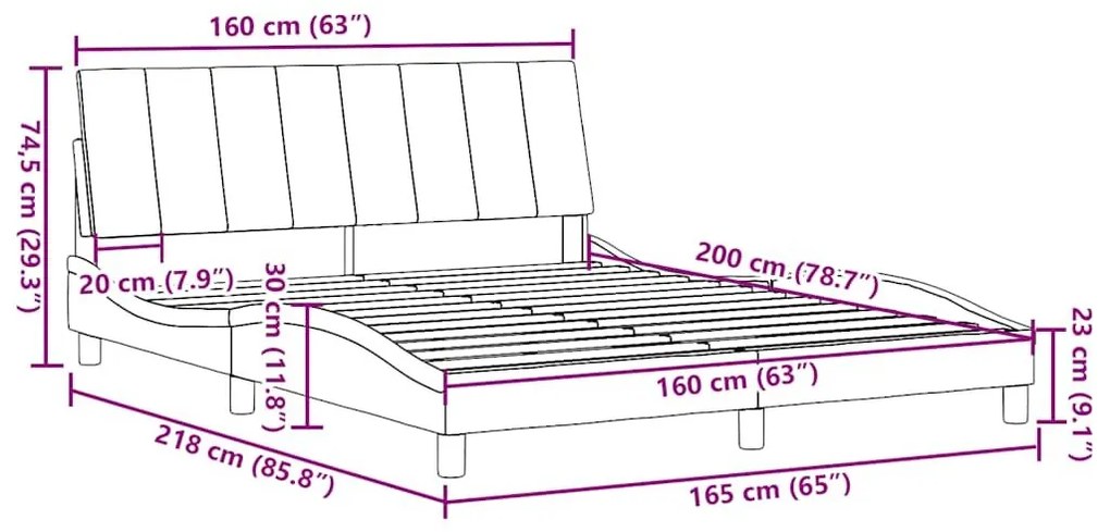 Σκελετός Κρεβατιού Χωρίς Στρώμα Μαύρο 160x200 εκ.Υφασμάτινο - Μαύρο