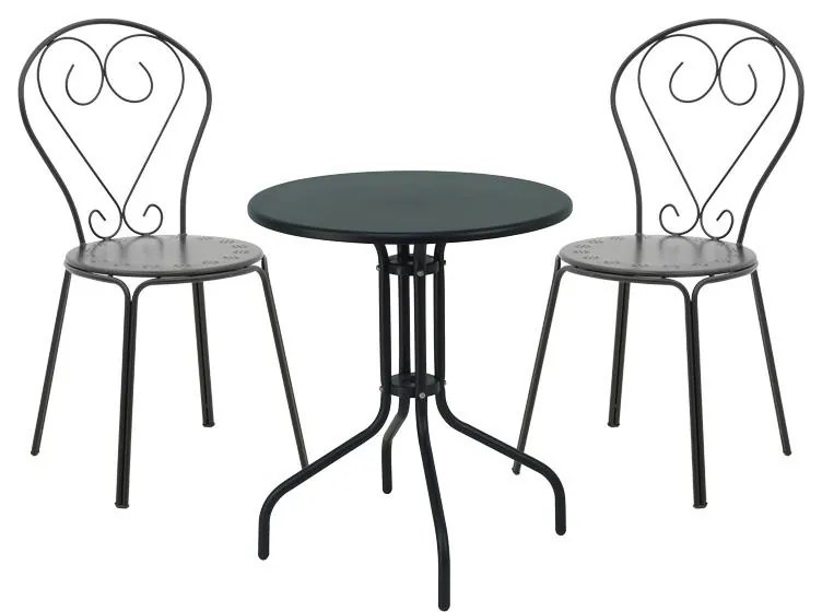 Σετ Κήπου Τραπεζαρία Vergo-Chari 3 τεμ Μεταλλικό Μαύρο 60x60x70 εκ.